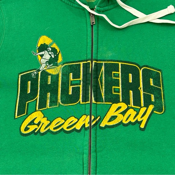 Retro Sport Green Bay Packers Football Green Full Zip Hoodie Sweatshirt Womens L - Picture 2 of 10